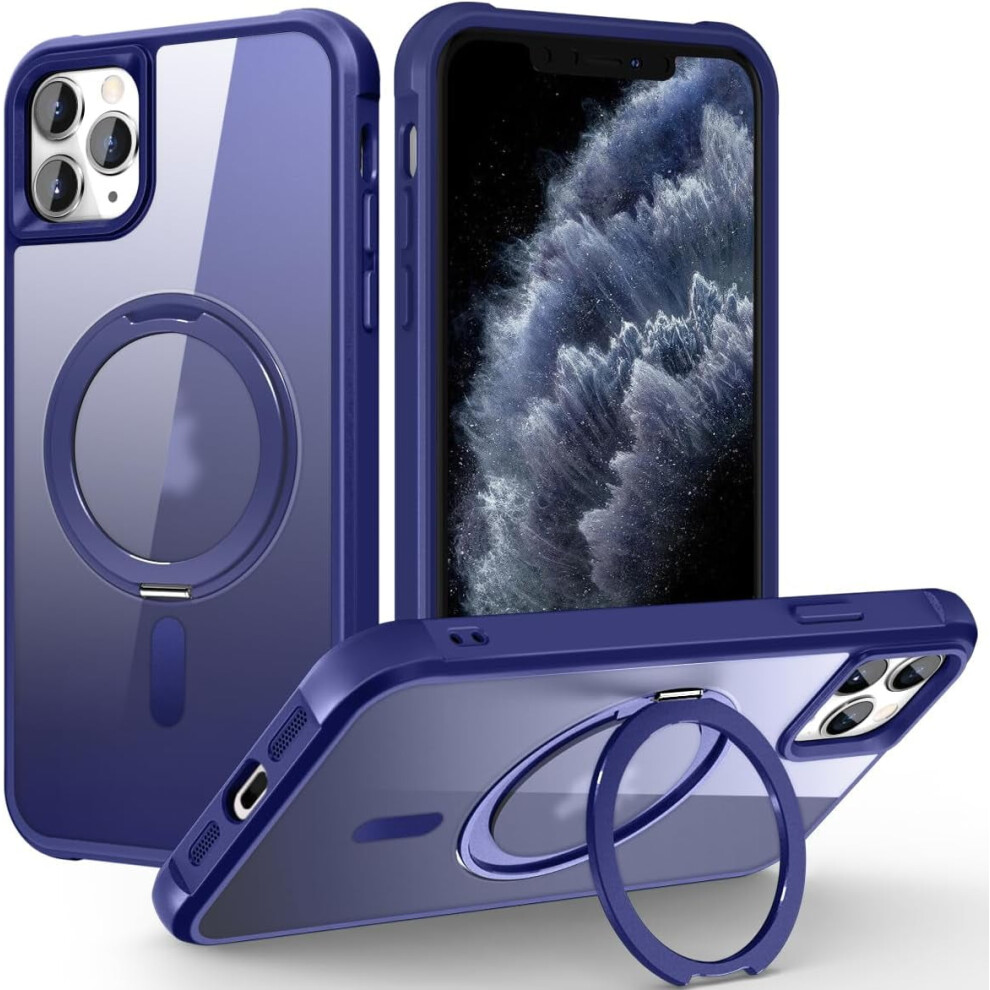 Iphone 14 Pro Case With 360 Rotatable Ring Stand, Magsafe Compatible, Translucent Matte, Grade Protection, 6.1", Blue 9426043907105