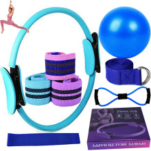 Pilates Essentials Kit for Women – 11pcs: Rings, Booty Bands, Yoga Ball (25cm), Figure-8 Band, Grey