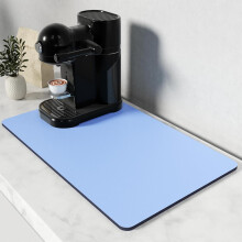 Coffee Mat 19.5x12in, Anti-Absorbent Dish Drying Pad for Coffee Station & Kitchen Counter – Blue
