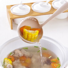 Silicone Soup Ladle with Pour Spout & 2-in-1 Strainer, Compatible with All Plastic Handles