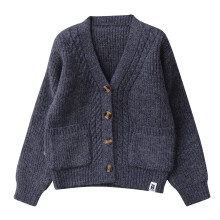 Dark Royal Blue Crochet Thermal Cardigan for Kids – Long Sleeve Cable Knit Sweater Outfit, Fall/Winter 2025, Compatible with Country Concert Style
