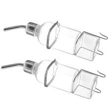 2 botellas de agua transparentes y seguras para mascotas, a prueba de fugas, para colgar como bebederos para conejos.