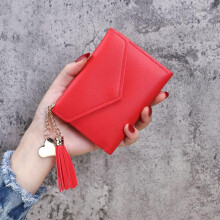 Vintage PU Leather Tri-fold Wallet with Tassel Multi-functional Large Capacity Card Holder Simple Design Coin Purse for Girls Women