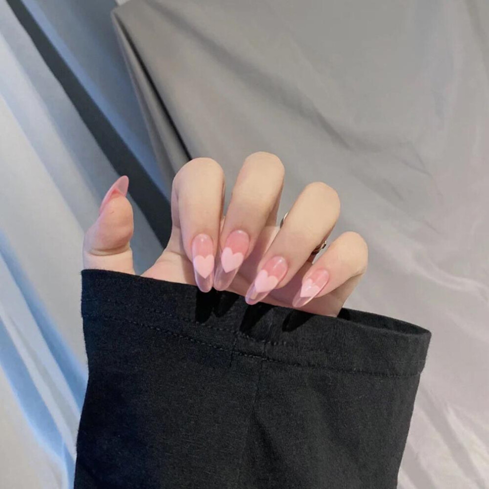 Dachuang Beauty Peach 24Pcs Heart False Nails Manicure