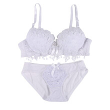 Wuffmeow Damen Unterwäsche Set aus einfarbigem, sexy Dessous-Korsett, Push-up-BH und Unterwäsche-Set mit floraler Spitze