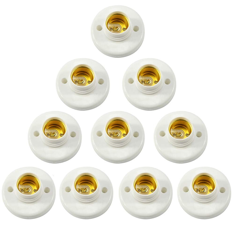 10 Pack E27 Lamp Socket, Led Light Bulb Base, E27 Wall Socket, No Cable, Plastic Ceiling Socket For Bulbs, White 9405492463233
