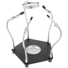 Helping Hands Soldering Station with Magnifying Glass, 4 Flexible Arms – Compatible with Electronic Repair, Jewelry & Crafts