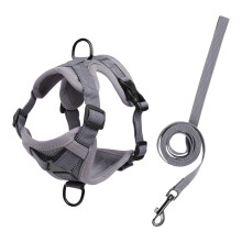 Dog Harness & Leash, Adjustable & Breathable, Small Cat Dog Vest, Bust 11.8" to 13.8"