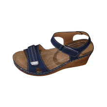 Sandales compensées de plage bleu marine pour femme, bride ajustable, bout ouvert, plateforme, confort décontracté – Pointure EU 41/UK 6,5/US