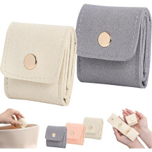 Mini Velvet Jewelry Bag with Snap Closure, Multi-Compartment for Rings, Earrings, Necklaces – Compatible with Travel
