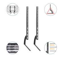 Support de moniteur surélevé avec étagère de support, noir, 1 ensemble, 26-43 pouces