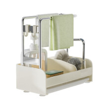 Organizer with Drain Tray: and Sponge Rack Storage Solution! white