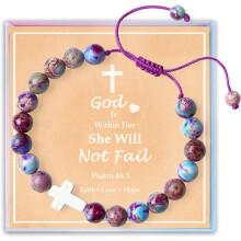 Natural Stone Cross Bracelets for Teens – Baptism, Communion, Confirmation Gifts for Daughter, Granddaughter, Niece, Sister or Friend