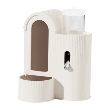 Dispensador de comida y agua 2 en 1, a prueba de fugas, desmontable, lavable para conejos, cobayas y animales pequeños – Blanco, 74 g