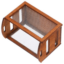 HEMOTON Wooden Doll House Crates Mini Storage Basket for Crafts and Home Use Brown 3.54 x 2.36 x 2.76 inches