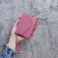 Vintage PU Leather Tri-fold Wallet with Tassel Multi-functional Large Capacity Card Holder Simple Design Coin Purse for Girls Women