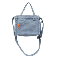 Denimblaue Umhängetasche mit Fächern, Messenger Bag für den Alltag