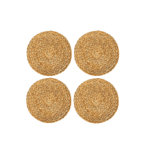 4 Pack 9.84" Round Woven Placemats – Natural Water Hyacinth, Heat Resistant & Non-Slip, Handmade