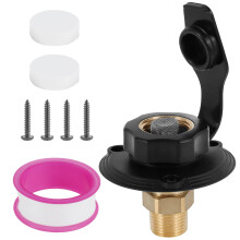 RV Fresh Water Inlet with Check Valve, Lead-Free Brass, 3/4" NH Female to 1/2" NPT Male, Compatible with RV/Camper