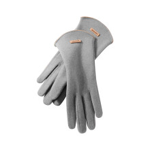 Female Winter Gloves Warm Lined Touch Screen Driving Gloves Suede Leather Bow Plush Wrist Mitten Women Gray Free Size
