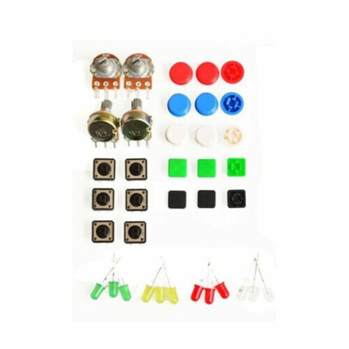 Comprehensive Component Set for Hobbyists, Including LEDs & Tactile Switches for Creating Interactive Devices