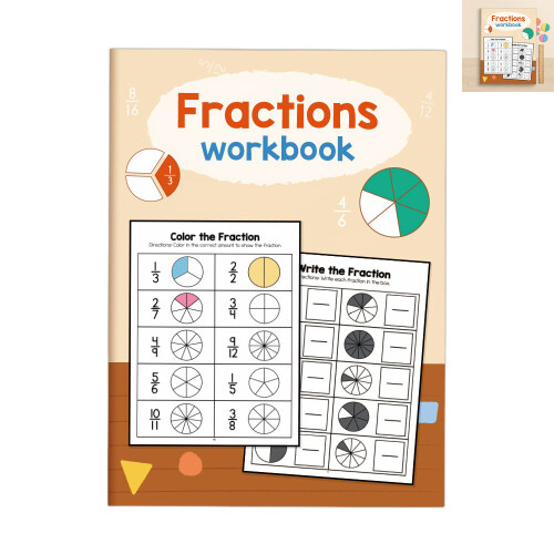 Math Workbook: Fractions for Kids (24pg)