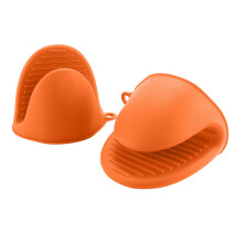 Mini Silicone Oven Mitts, Heat Resistant, Non-Slip, Easy Storage, Bright Orange, 4.33x3.34'', Compatible with Home Cooking & Baking