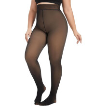 Plus Size Women's Fleece Lined Tights Thermal Pantyhose Leggings Opaque High Waisted Winter Warm Thick Stockings Tights(XL-XXL)