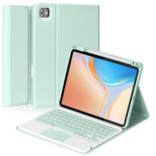 Keyboard Case for compatible with iPad Pro 11" M4 2024, Detachable Touchpad BT Keyboard, Protective Cover with Pencil Holder, Full Protection, Teal