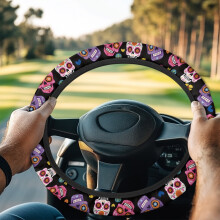 Skull and Flower Golf Cart Steering Wheel Cover Universal