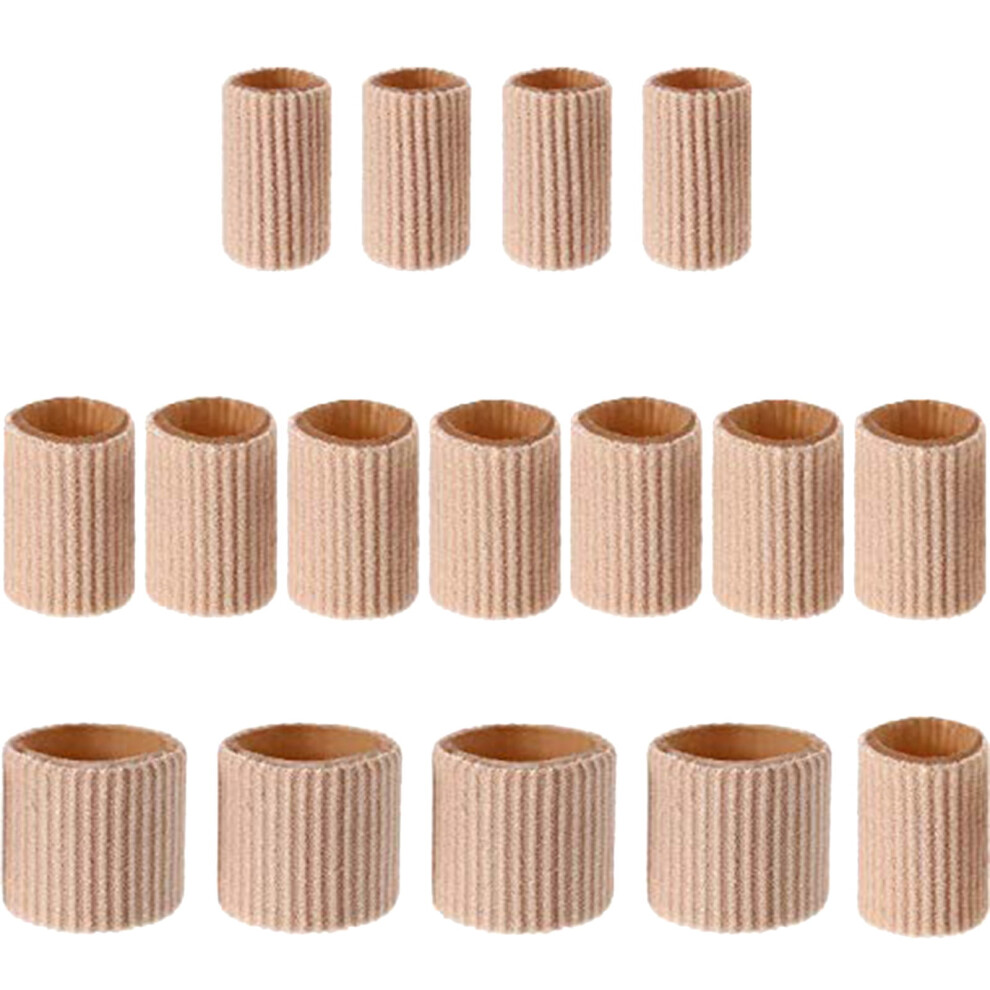 16Pcs Toe Tubes Cushion Sleeves, Soft Gel Corn & Blister Protectors for Toes/Fingers, 3 Sizes (0.59"/0.79"/0.98"), Khaki
