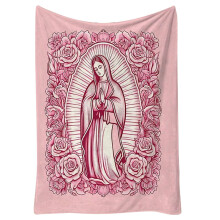 Virgin Mary Prayer Blanket, Soft Cotton Velvet Throw 75x100cm, Machine Washable, Compatible with Home Meditation & Decor