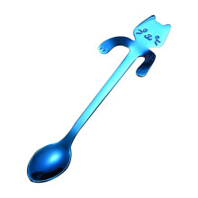 Schattige kattenlepel, 304 roestvrij staal, voor koffie of dessert - klein, blauw