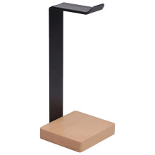 Houten hoofdtelefoonstandaard met metalen frame, antislip vierkante voet, compatibel met de meeste headsets – voor gaming en thuiswerk