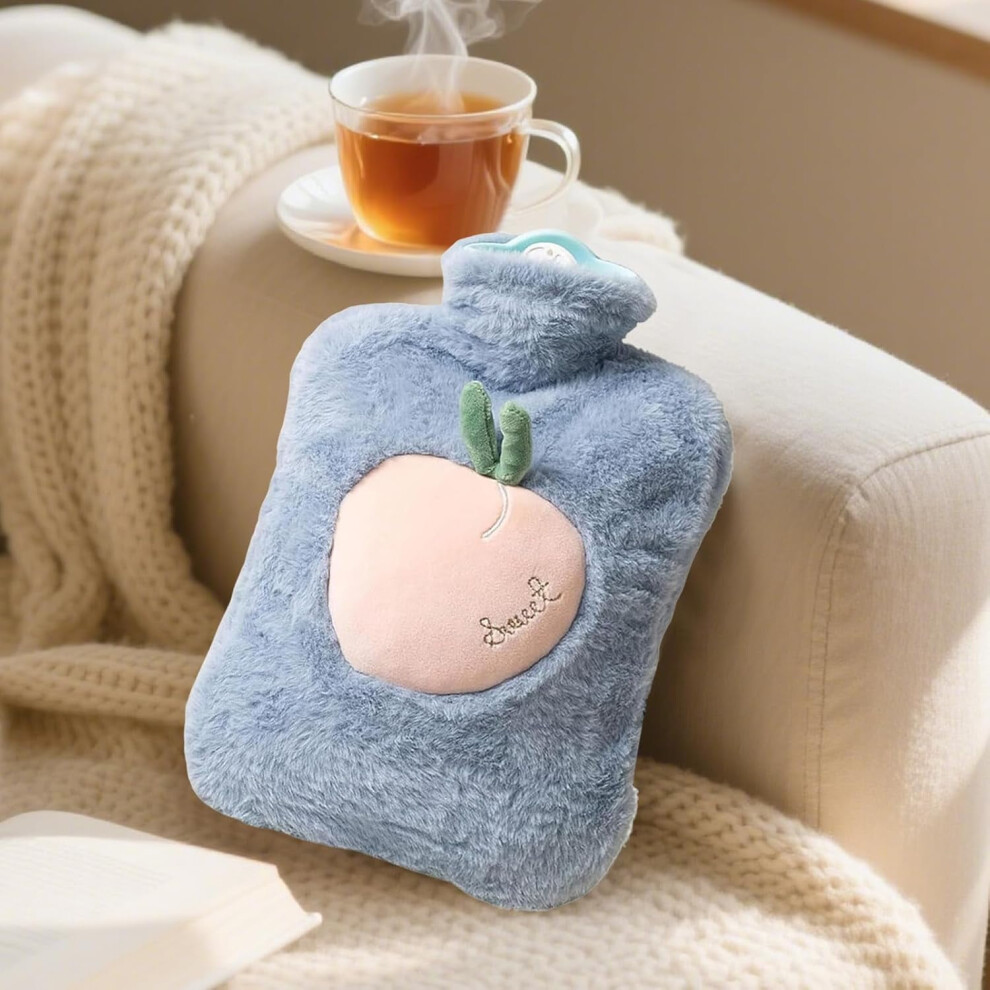 500ml Hot Water Bottle, Rubber Hot Water Bottles, Cute Soft Plush Cover for Winter, Bottle Warmer for Hand Feet Warmer/Neck and Shoulder