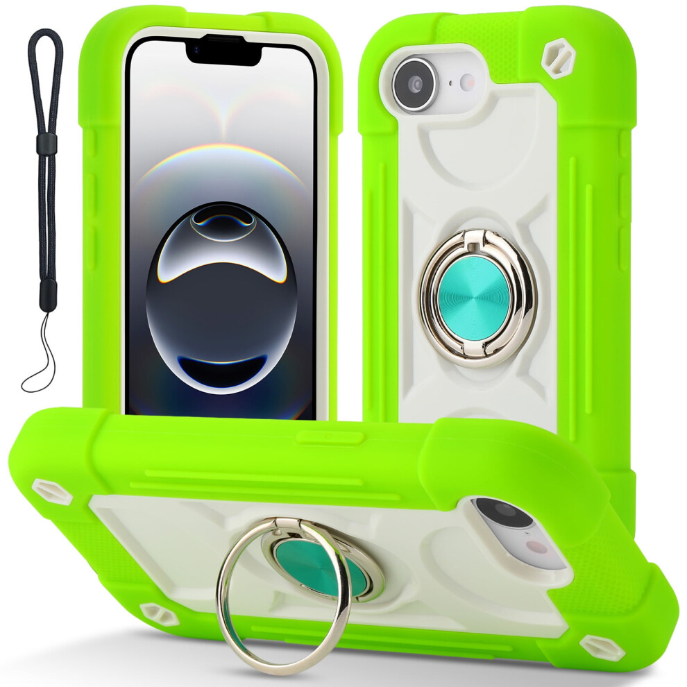 Iphone 16E Case 6.1" Â 360 Rotating Ring Stand, Military-Grade Drop Protection, Rugged Full-Body Cover With Wrist Strap, Green 9426043867164