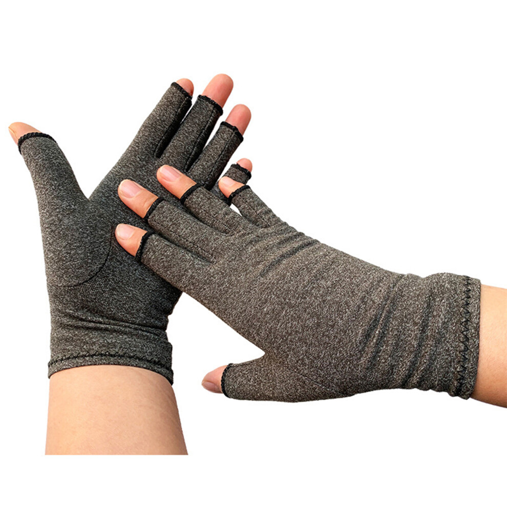 Dachuang Beauty Gray (L) Arthritis Gloves For Osteoarthritis Relief - Fingerless