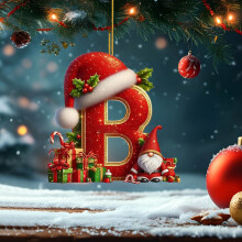Christmas Initial with Red Hat Christmas Tree Ornaments Personalized DIY Christmas 26 Letters Ornaments Christmas Decoration Xmas Tree Hanging Decor