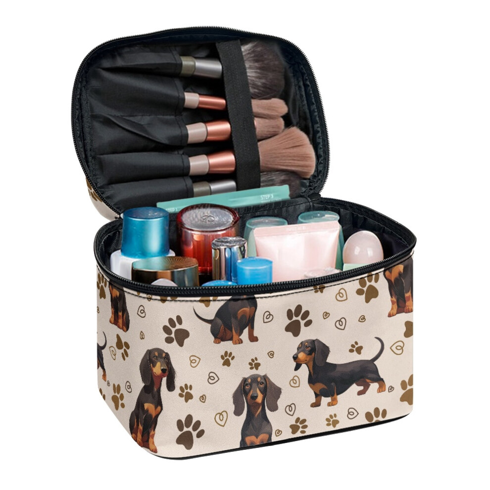 Dachshund paw print toiletry bag polyester 8.86x6.5x5.9 inch