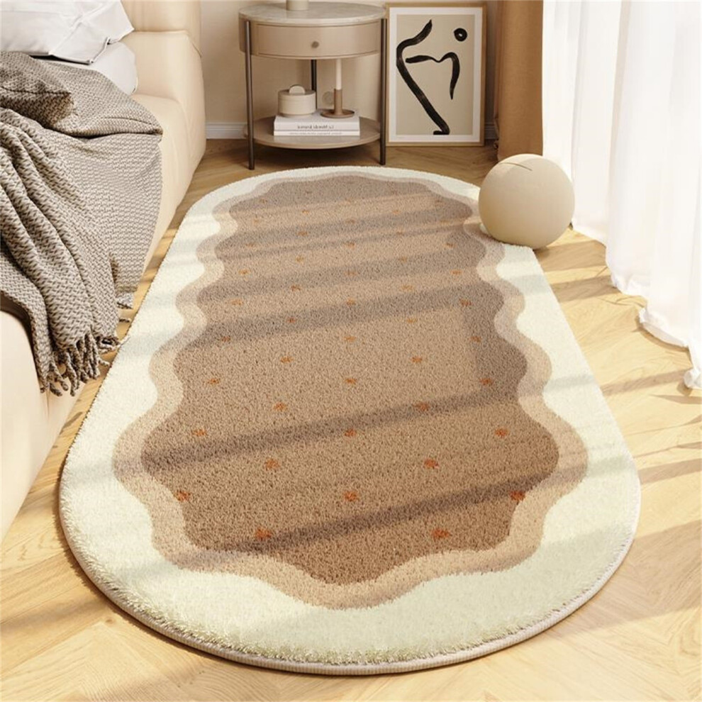 Cute Bedroom Rugs, Small Oval Area Rug & Fluffy Bedside Carpet, Shag Fuzzy Decor for Kids Room, Nursery, Dorm - Ideal for Boys and Girls