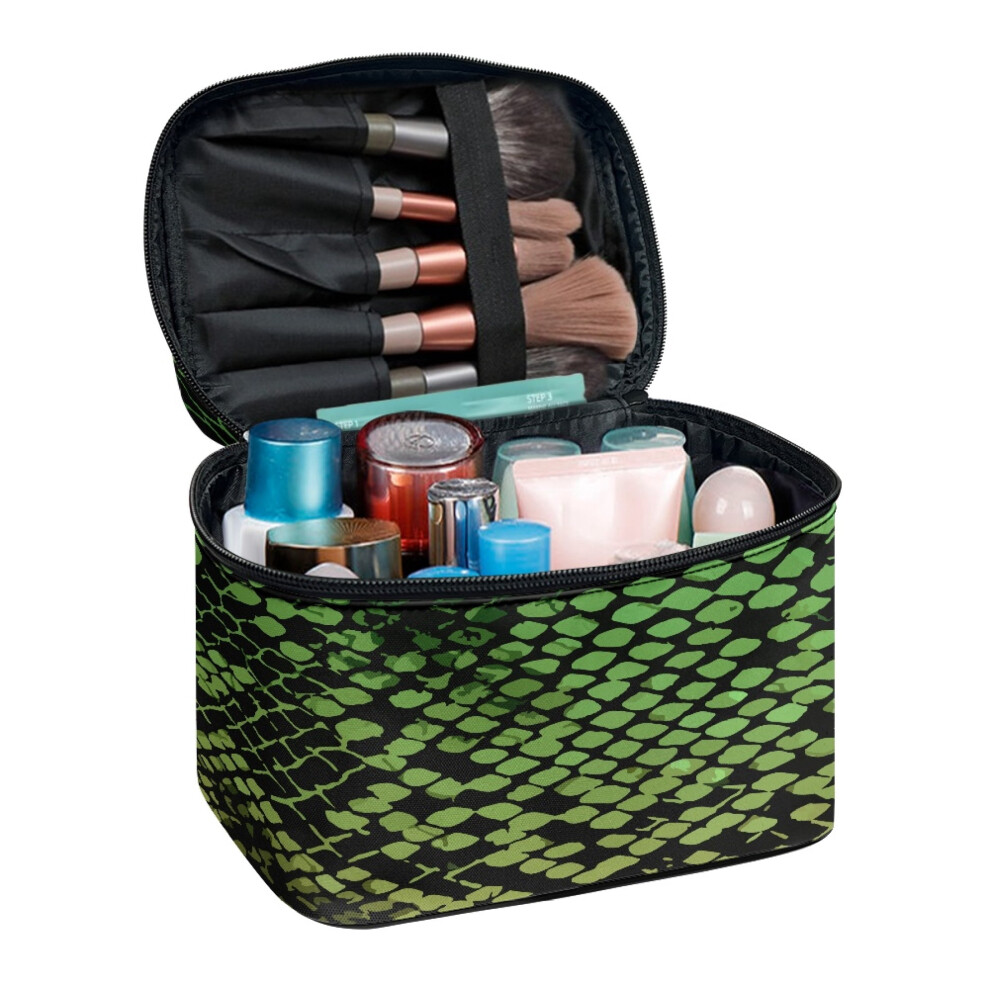 Green (8.86"X6.5"X5.9") Travel Cosmetic Toiletry Bags Polyester Travel Cosmetic Bag Organizer Wide Open Portable Pouch Handy( Abstract Splatter)