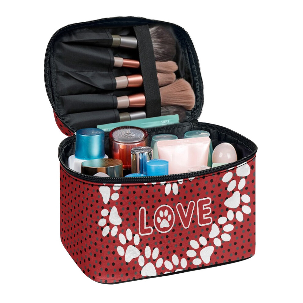 Cosmetic Travel Bag Travel Makeup Bags Large Capacity Wide-open Love Polka Dots
