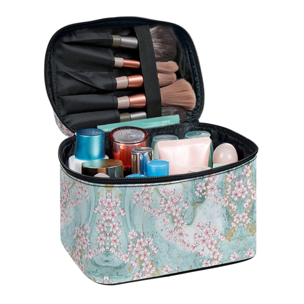 Sakura Marble Travel Makeup Case Organizer Bag â Compatible with All Beauty Brushes, Gift for Women, Teachers, Valentines Day