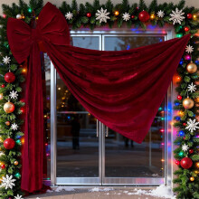 DAMAI 45" Burgundy Velvet Christmas Bow Ornament, Decorative Hanging Bowknot Ribbon for Door/Window/Wedding – Compatible with Holiday Decor