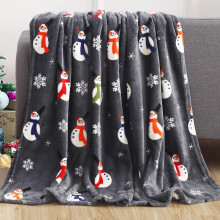 Christmas Plush Blanket House Snowman Animal Printed Holiday Blanket Double Sided Velvet Throw Blanket Soft Warm Christmas Decoration for Bed Sofa