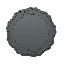 Round Silicone Placemat, Vintage Embossed Decorative Dish Mats Heat Resistant Waterproof Placemats for Dining Table, Silicone Lace Banquet Decoration