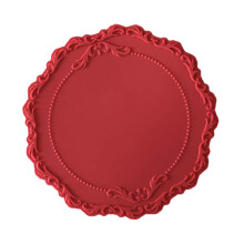 Round Silicone Placemat, Vintage Embossed Decorative Dish Mats Heat Resistant Waterproof Placemats for Dining Table, Silicone Lace Banquet Decoration