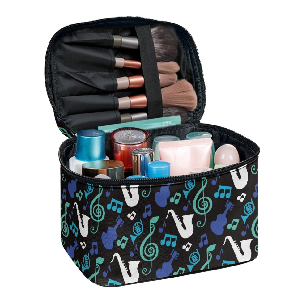 Guitar Music Pattern Cosmetic Bag Make Up Organizer Case Travel Women Travel Storage Polyester