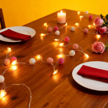 Heart String Lights, 122" Multicolored LED Fairy Lights, Battery Operated, Indoor/Outdoor, Romantic Decor for Party, Wedding, Bedroom