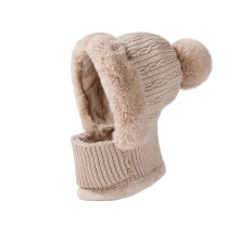 DAMAI 3-in-1 Beanie Hat with Scarf & Mask, Winter Windproof Balaclava for Outdoor Hiking – Beige